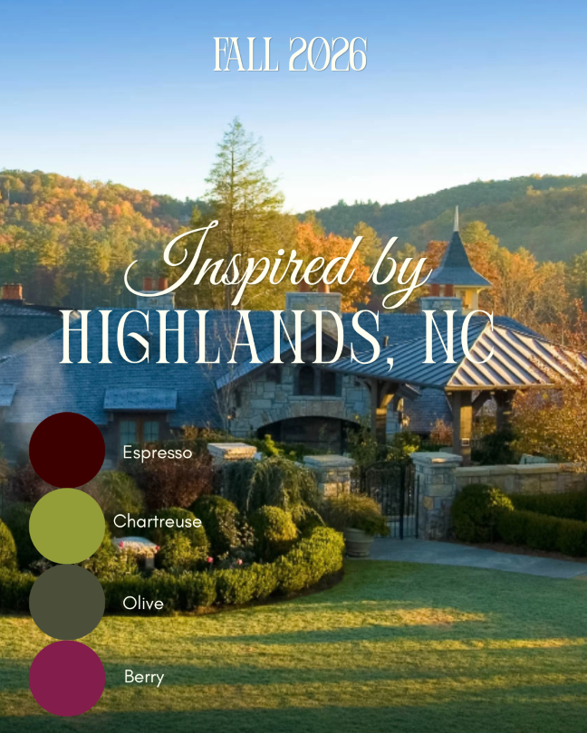 Fall wedding fashion color palette inspired by Highlands, NC